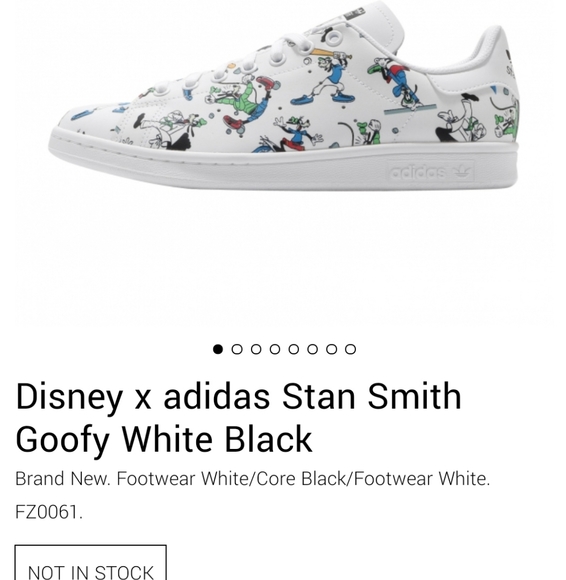 DISNEY X ADIDAS STAN SMITH GOOFY WHITE BLACK - Picture 8 of 8